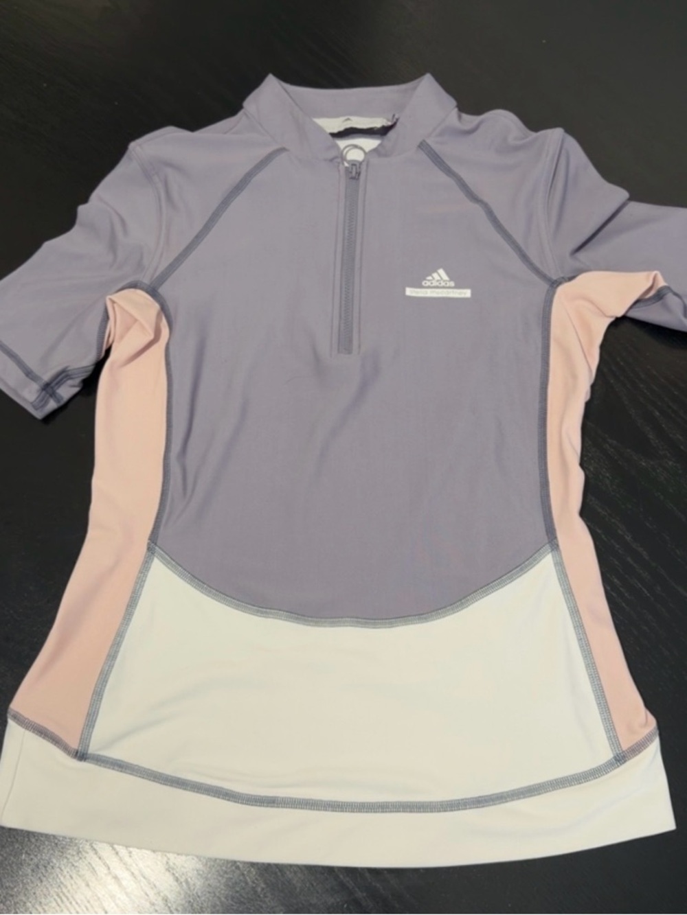 Adidas Lavender Pink White Short Sleeve Zip Rash Guard #C00